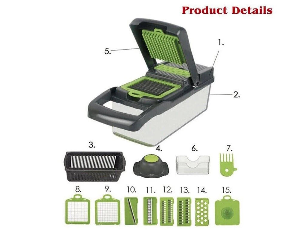Vegetable Chopper 15 in 1, Salad Fruit Vegetable Food Chopper Slicer Peeler