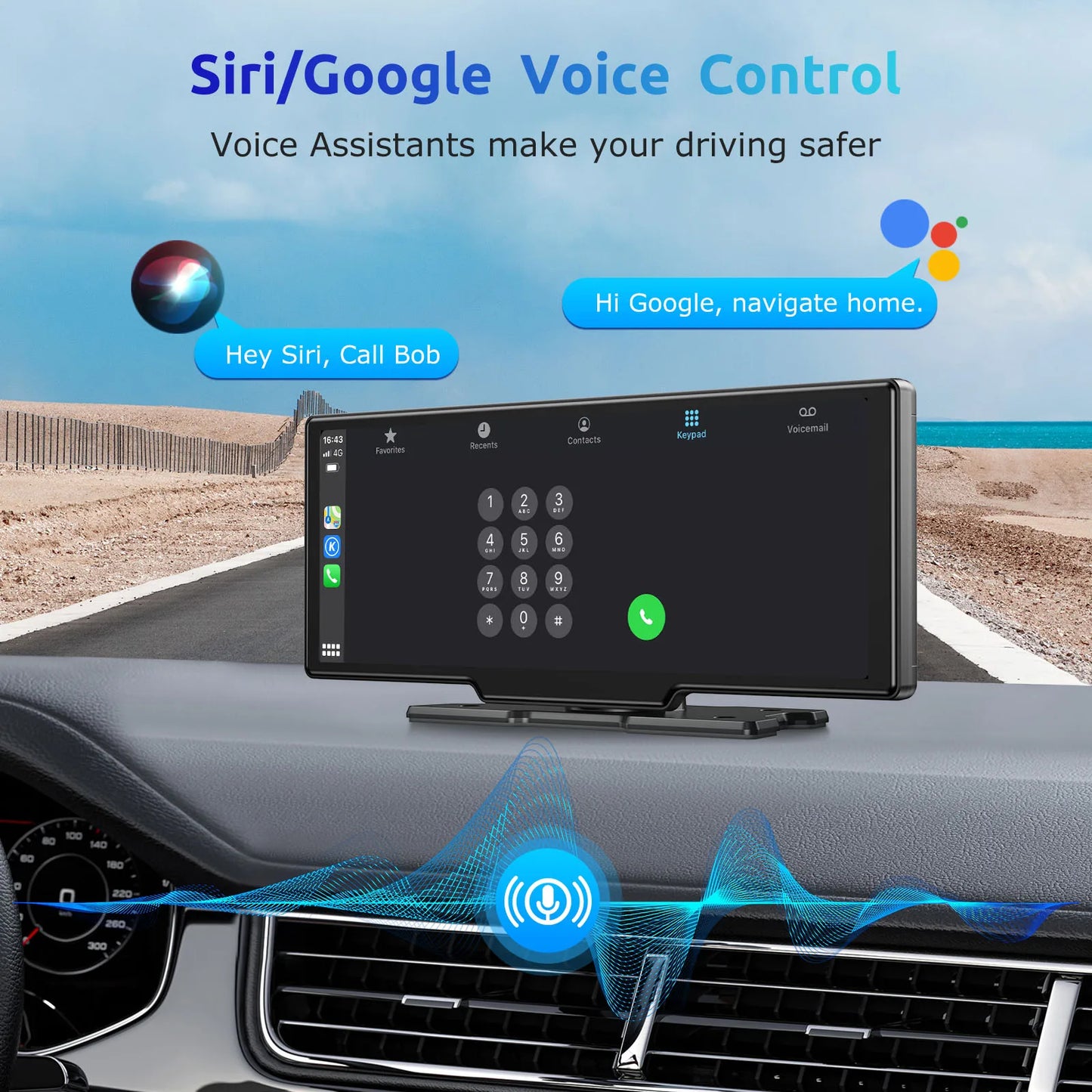 Modern Car Upgrade Dash Cam Touch Screen Car Stereo Rearview ESSGOO 10.26" 4K Wireless Apple Carplay Android Auto Dual Len Recorder Dashboard