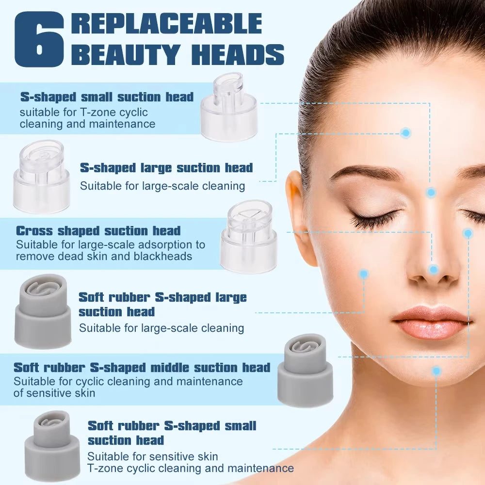 Vacuum Blackhead Remover Pore Face Cleaner Electric Pimple Acne Black Head Removal USB Rechargeable Water Cycle Black Dot Remove