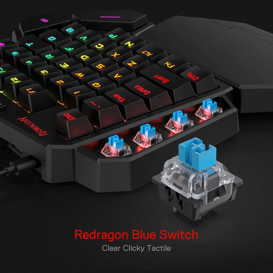 Redragon One-Handed RGB Mechanical Gaming Keyboard K585 DITI,Wrist Rest 42 Keys Type-C Professional Gaming Keypad Hot-Swappable