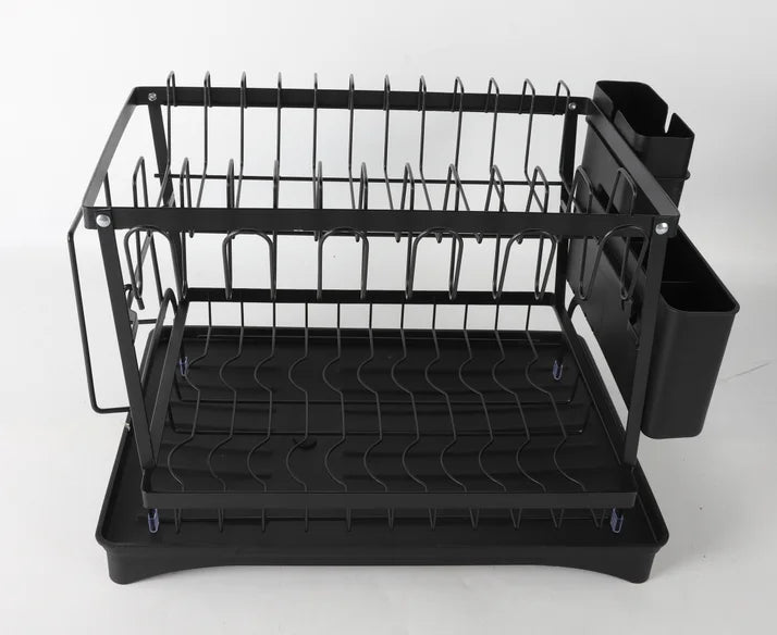 2 Tier Dish Drying Rack Dish Drainer Drying Rack with Drainer and Kitchen Countertop Utensil Holder Dish Drainer for Dish & Cup