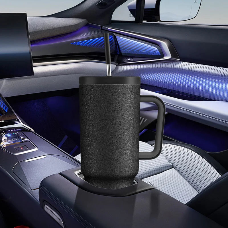 Thermal Bottle Cold/Hot Meoky 40oz Tumbler Handle Straw Multiple Prints Stainless Steel Bottle Thermos Coffee Cup Portable Vacuum Insulated Car Mug