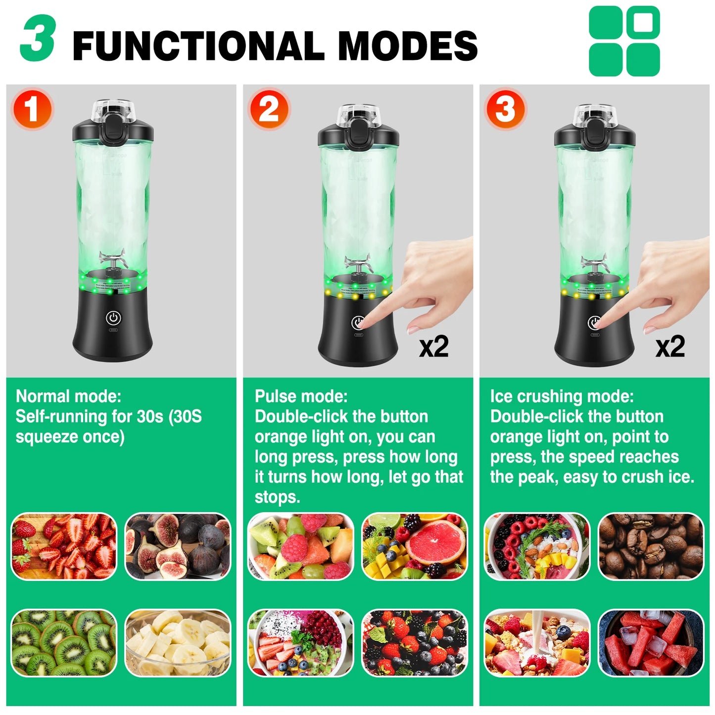Portable Blender Professional 2 In 1 600ML Electric Juicer Fruit Mixers USB Rechargeable Smoothie Mini Blender Personal Juicer