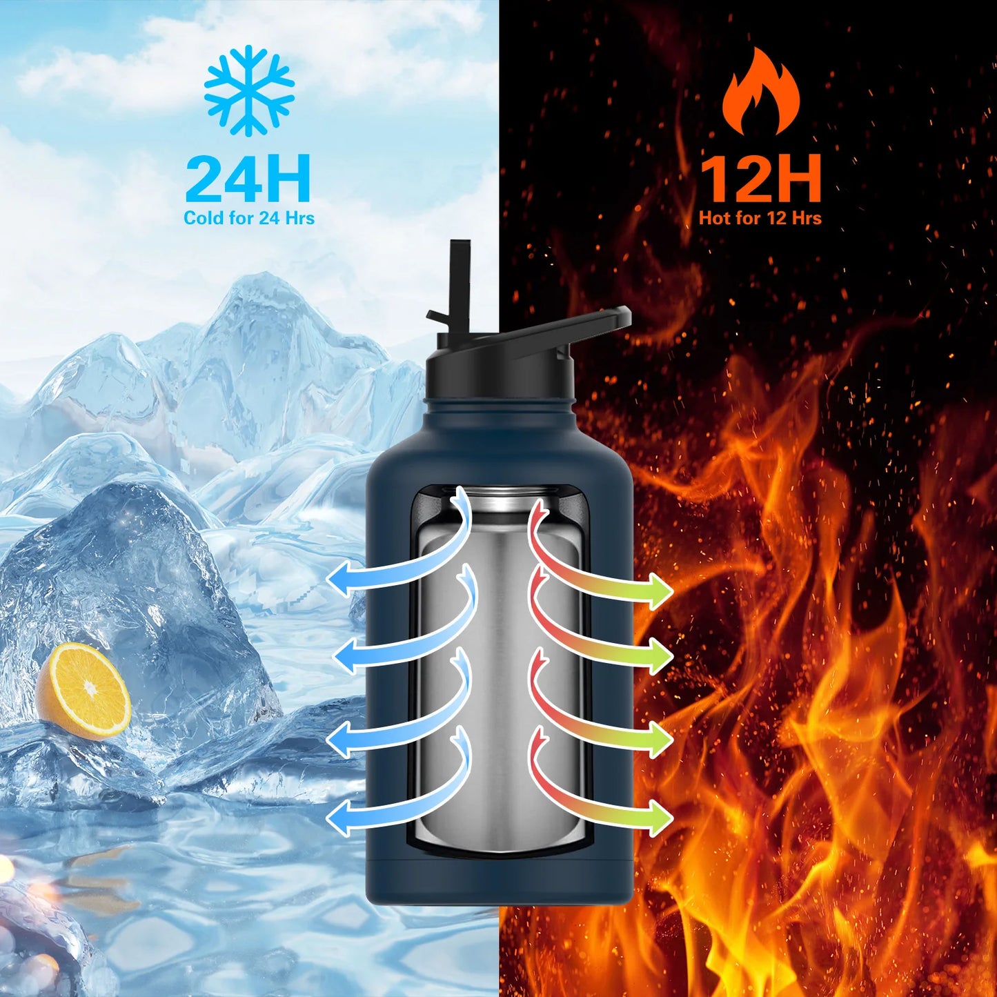 Stainless Steel Thermal Mug with Handle Large Capacity Insulated Cup Office and Home Tumbler Outdoor Sports Water Bottle