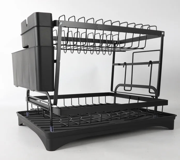 2 Tier Dish Drying Rack Dish Drainer Drying Rack with Drainer and Kitchen Countertop Utensil Holder Dish Drainer for Dish & Cup