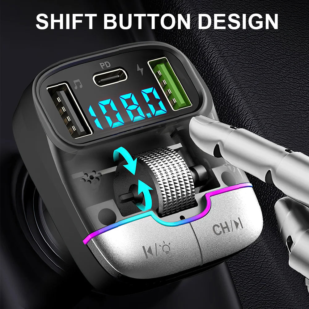 Bluetooth 5.3 Fm Transmitter Wireless No Car Bluetooth Solution Dual USB PD Adapter MP3 Player 3.1A Fast Charger Car Accessories