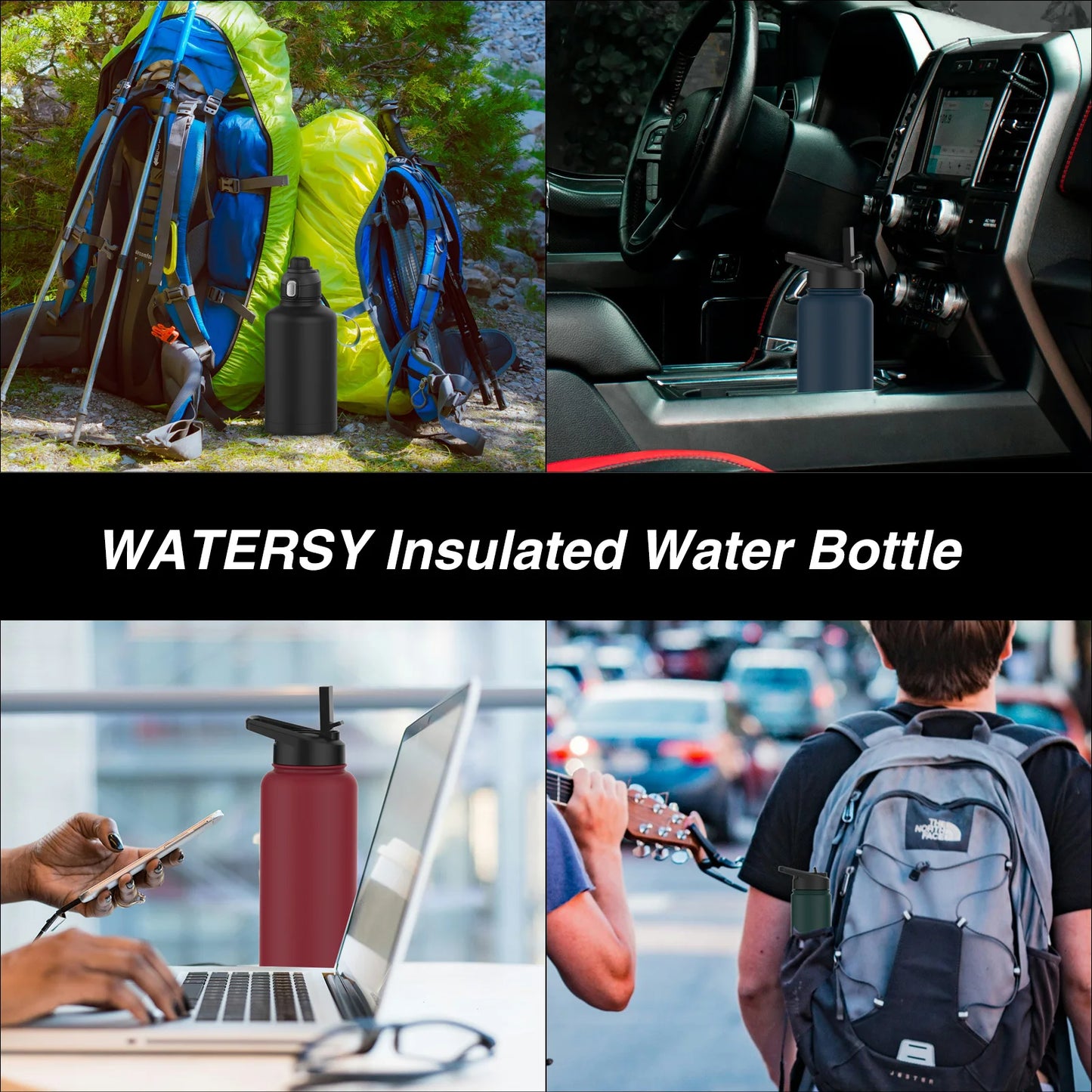 Stainless Steel Thermal Mug with Handle Large Capacity Insulated Cup Office and Home Tumbler Outdoor Sports Water Bottle