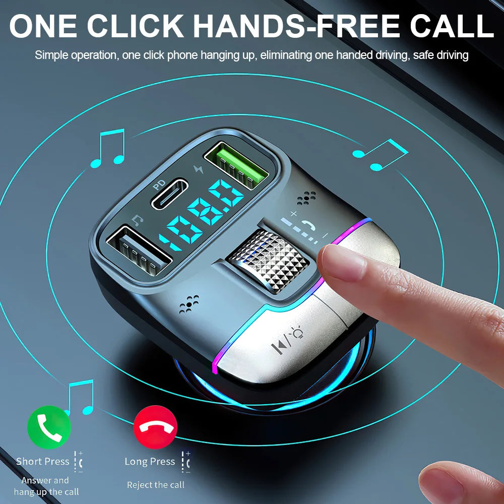 Bluetooth 5.3 Fm Transmitter Wireless No Car Bluetooth Solution Dual USB PD Adapter MP3 Player 3.1A Fast Charger Car Accessories