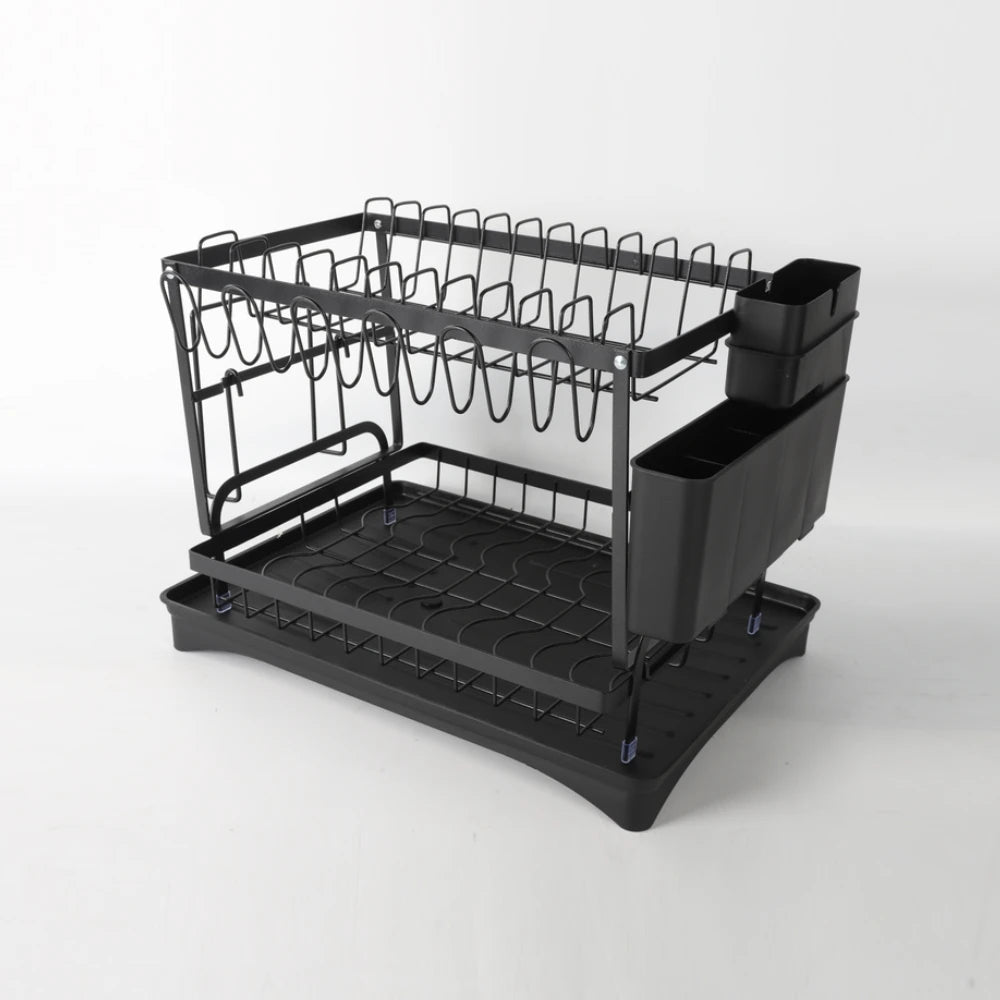 2 Tier Dish Drying Rack Dish Drainer Drying Rack with Drainer and Kitchen Countertop Utensil Holder Dish Drainer for Dish & Cup