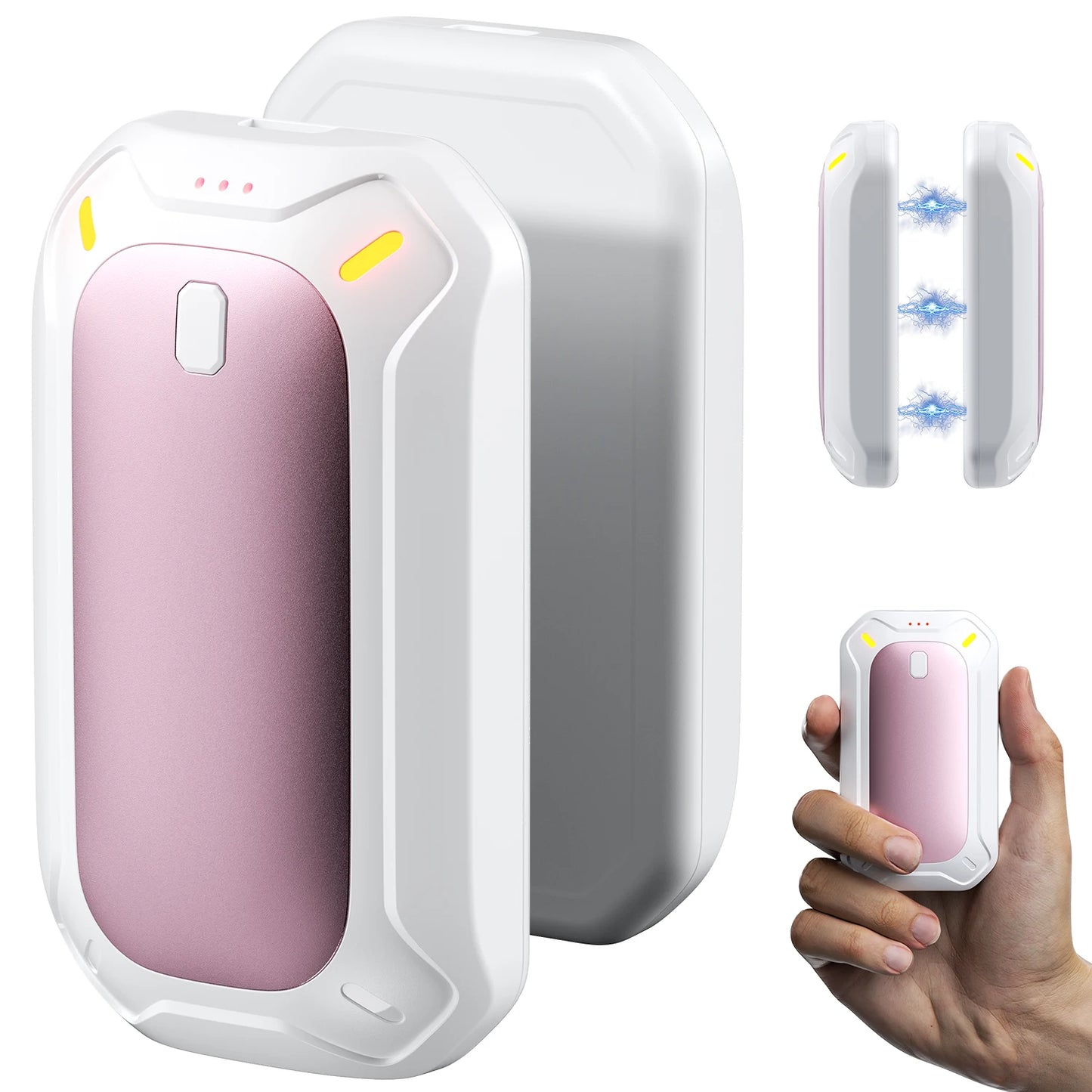 Hand Warmers 2 Pack Rechargeable, Dual Magnteic Electric Hand Warmer, Double-Sided Warming Portable Heater Gifts for Women Men