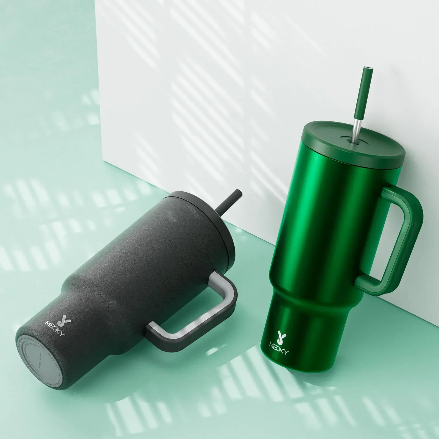 Thermal Bottle Cold/Hot Meoky 40oz Tumbler Handle Straw Multiple Prints Stainless Steel Bottle Thermos Coffee Cup Portable Vacuum Insulated Car Mug