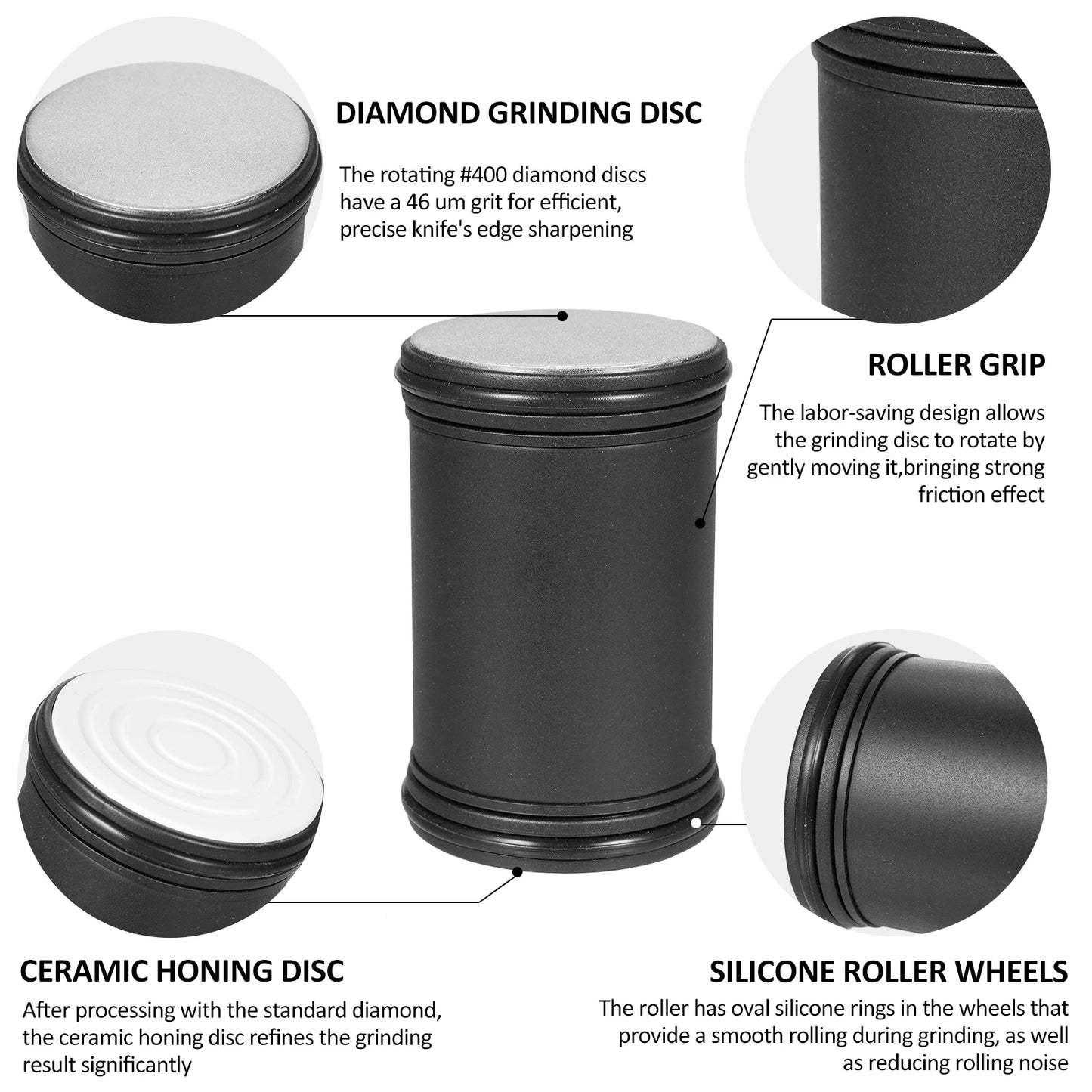 Rolling Knife Sharpener - New-Knife Sharpness Restore Sharpening Tool B with Diamond and Ceramic Discs for Steel of Any Hardness for Kitchen Knives
