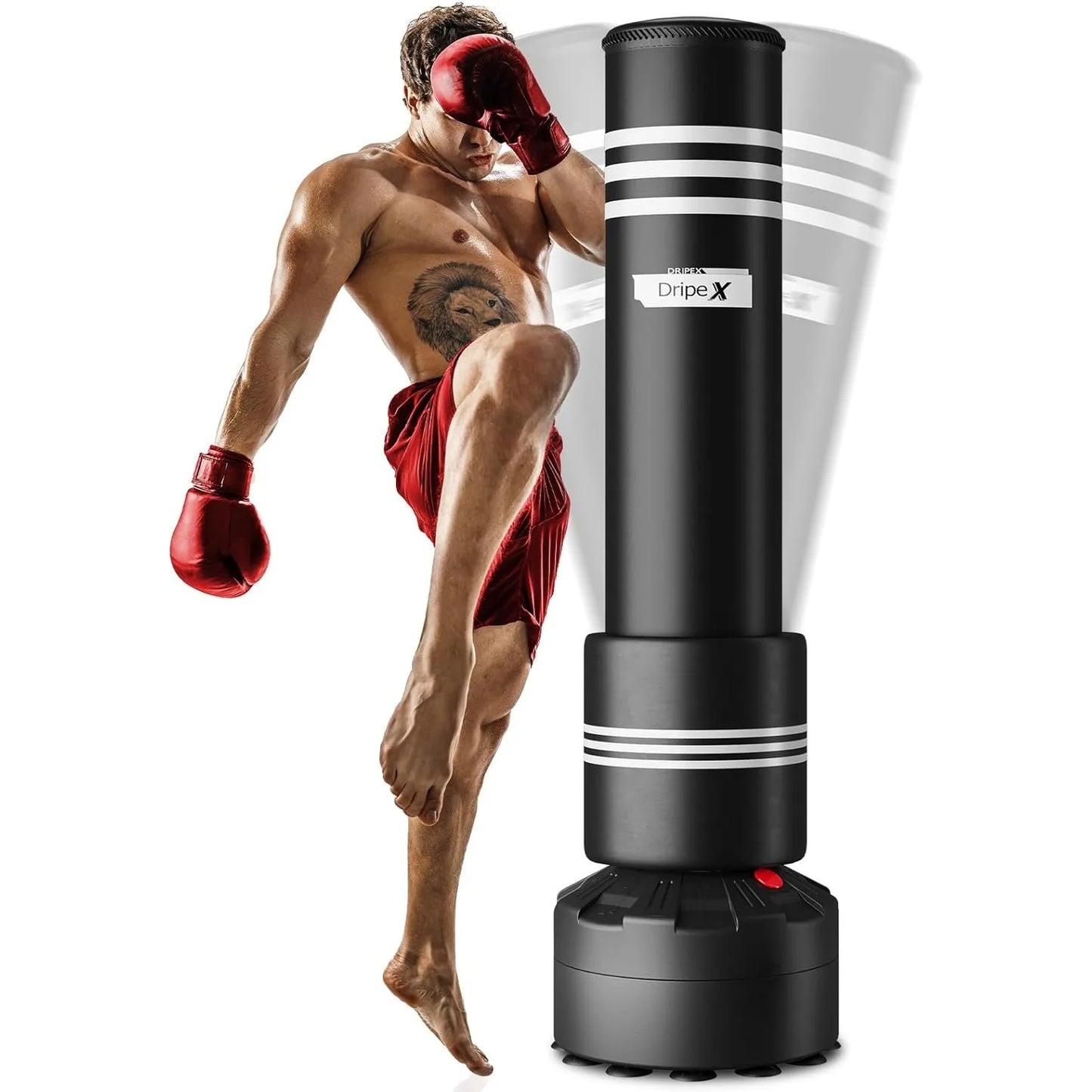 Free Standing Boxing Punch Bag Non-Hanging Solution, Heavy Duty Punching Bag Stand with Suction Cup Base - 69''