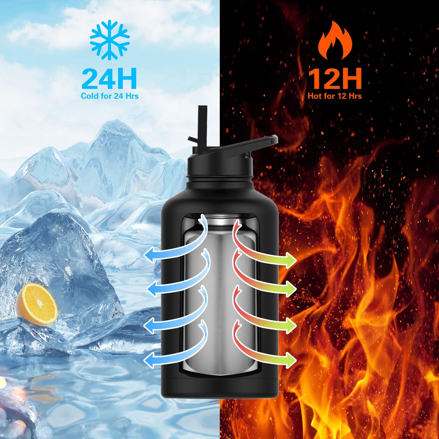 Stainless Steel Thermal Mug with Handle Large Capacity Insulated Cup Office and Home Tumbler Outdoor Sports Water Bottle