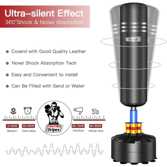 Free Standing Boxing Punch Bag Non-Hanging Solution, Heavy Duty Punching Bag Stand with Suction Cup Base - 69''