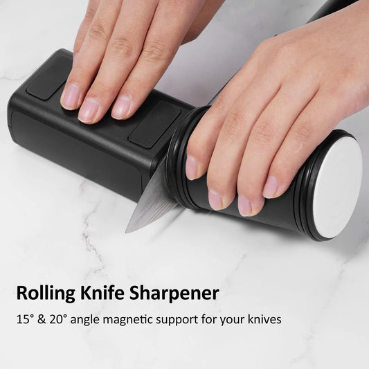 Rolling Knife Sharpener - New-Knife Sharpness Restore Sharpening Tool B with Diamond and Ceramic Discs for Steel of Any Hardness for Kitchen Knives