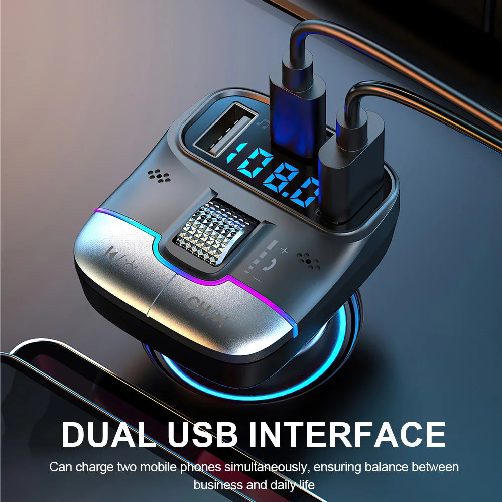 Bluetooth 5.3 Fm Transmitter Wireless No Car Bluetooth Solution Dual USB PD Adapter MP3 Player 3.1A Fast Charger Car Accessories