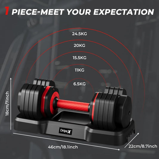 Adjustable Dumbbells Set, 24.5kg Dumbbell Weights Pair for Men and Women, Anti-Slip Handle with Safety Locking Mechanism