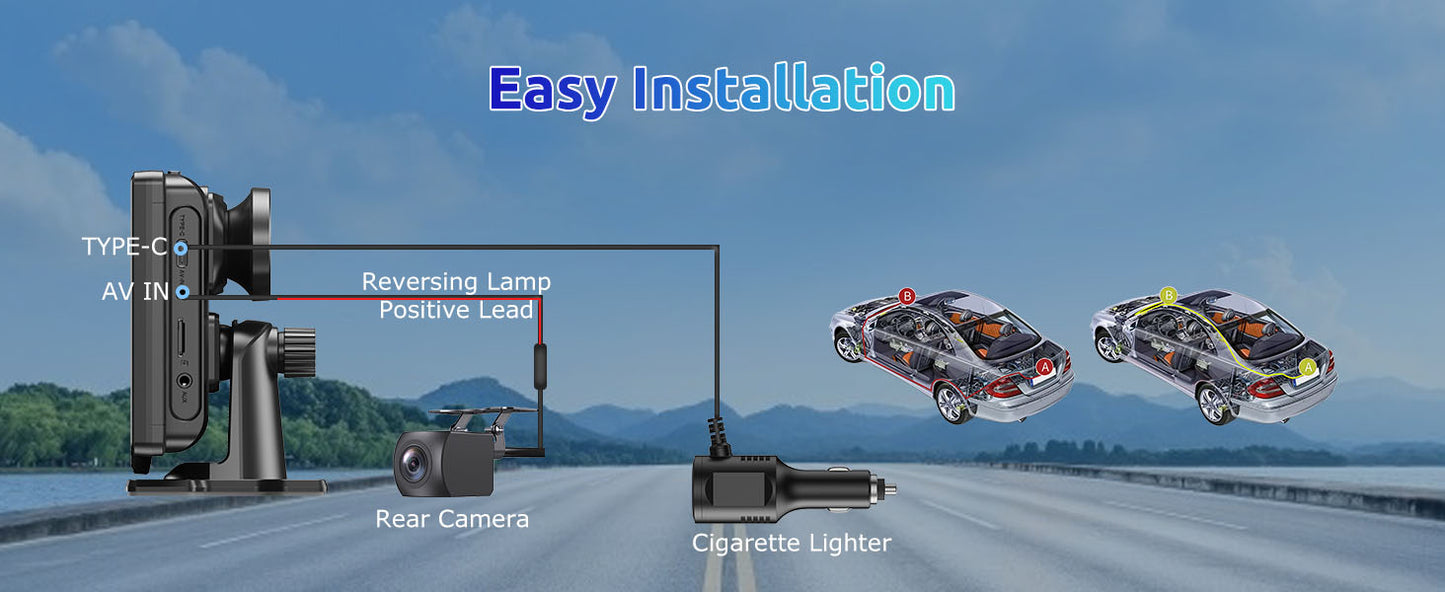 Modern Car Upgrade Dash Cam Touch Screen Car Stereo Rearview ESSGOO 10.26" 4K Wireless Apple Carplay Android Auto Dual Len Recorder Dashboard