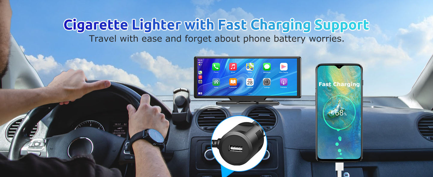 Modern Car Upgrade Dash Cam Touch Screen Car Stereo Rearview ESSGOO 10.26" 4K Wireless Apple Carplay Android Auto Dual Len Recorder Dashboard