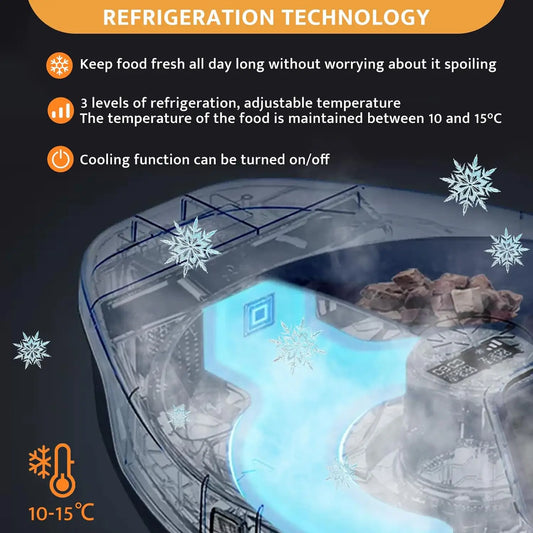 UBPET Automatic Cat/Dog Feeder Wet Food with Cooling, Semiconductor Refrigeration, with Timer, 5 Food Compartments for 330g Pet Food