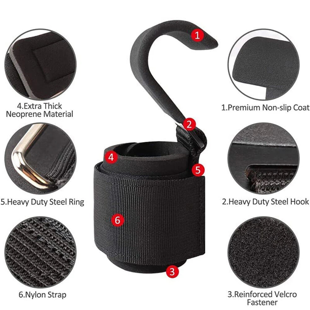 Gym Straps Hook Bar, Pull Weights Easy Power Weight Lifting Training Wrist Support Lifting Glove