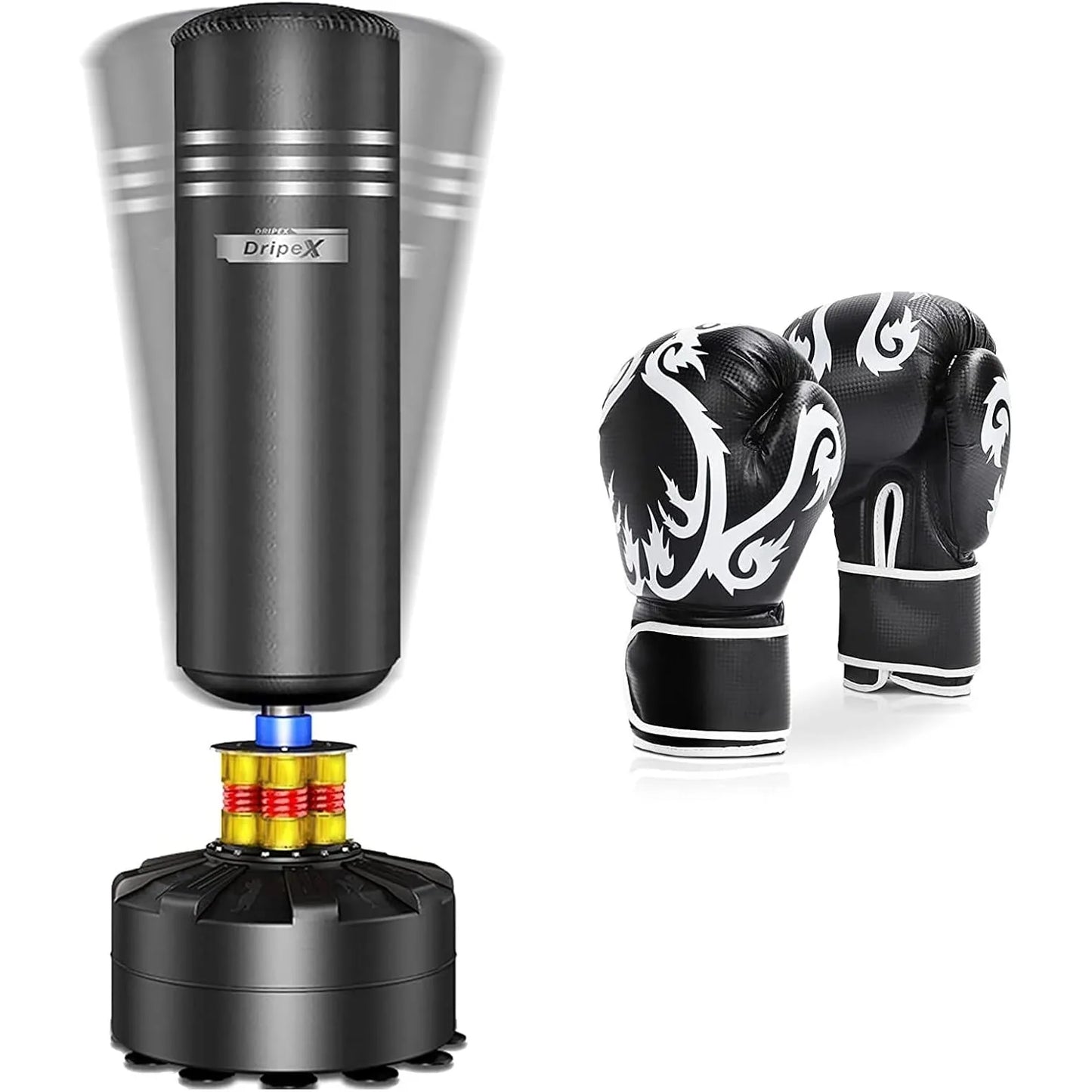 Free Standing Boxing Punch Bag Non-Hanging Solution, Heavy Duty Punching Bag Stand with Suction Cup Base - 69''