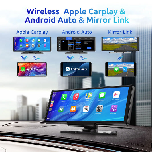 Modern Car Upgrade Dash Cam Touch Screen Car Stereo Rearview ESSGOO 10.26" 4K Wireless Apple Carplay Android Auto Dual Len Recorder Dashboard
