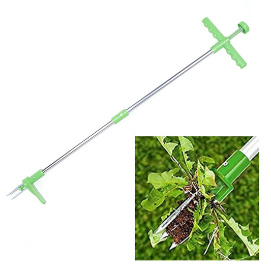 Garden Hand Weeder Tool for Easy/Quick Weeding, Queeucaer Dandelion Cutter with 1M Height Telescopic Handle, Three Jaw for Efficient Weed Removal
