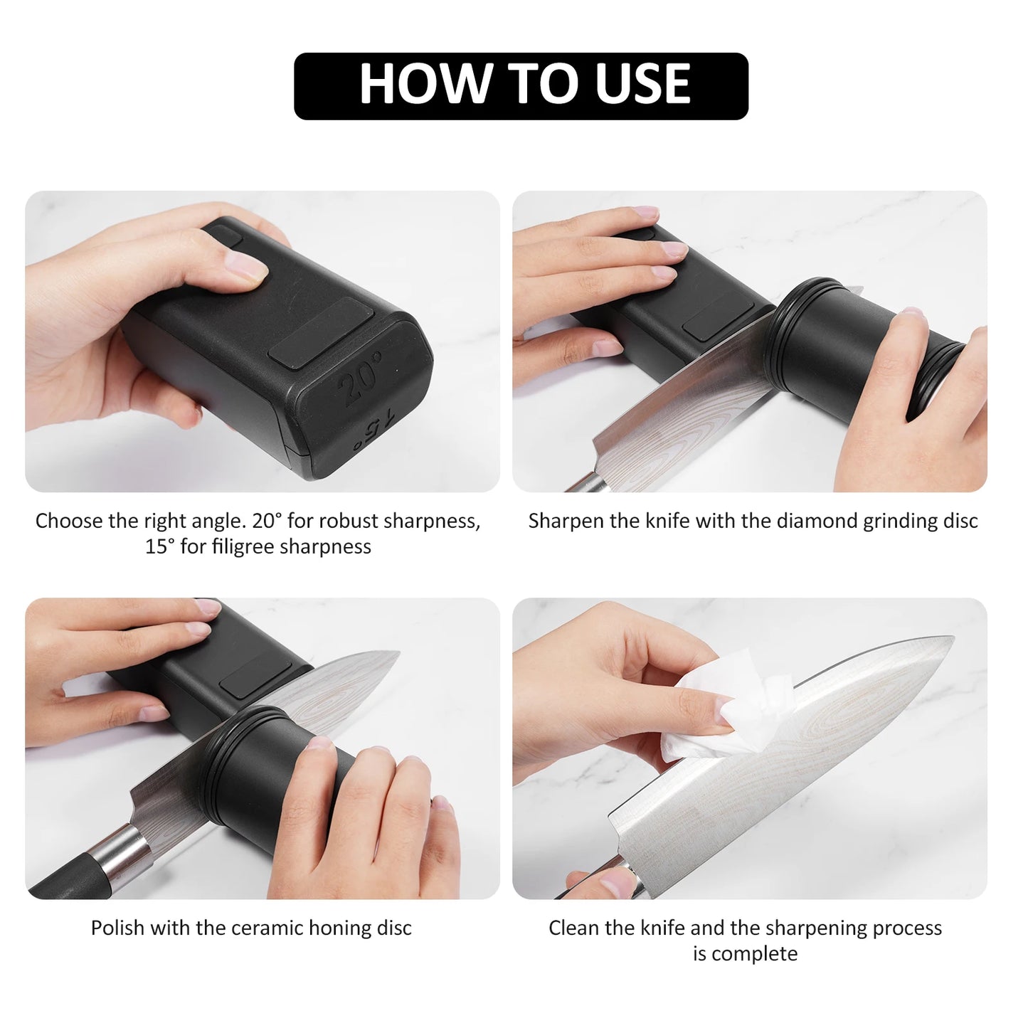 Rolling Knife Sharpener - New-Knife Sharpness Restore Sharpening Tool B with Diamond and Ceramic Discs for Steel of Any Hardness for Kitchen Knives