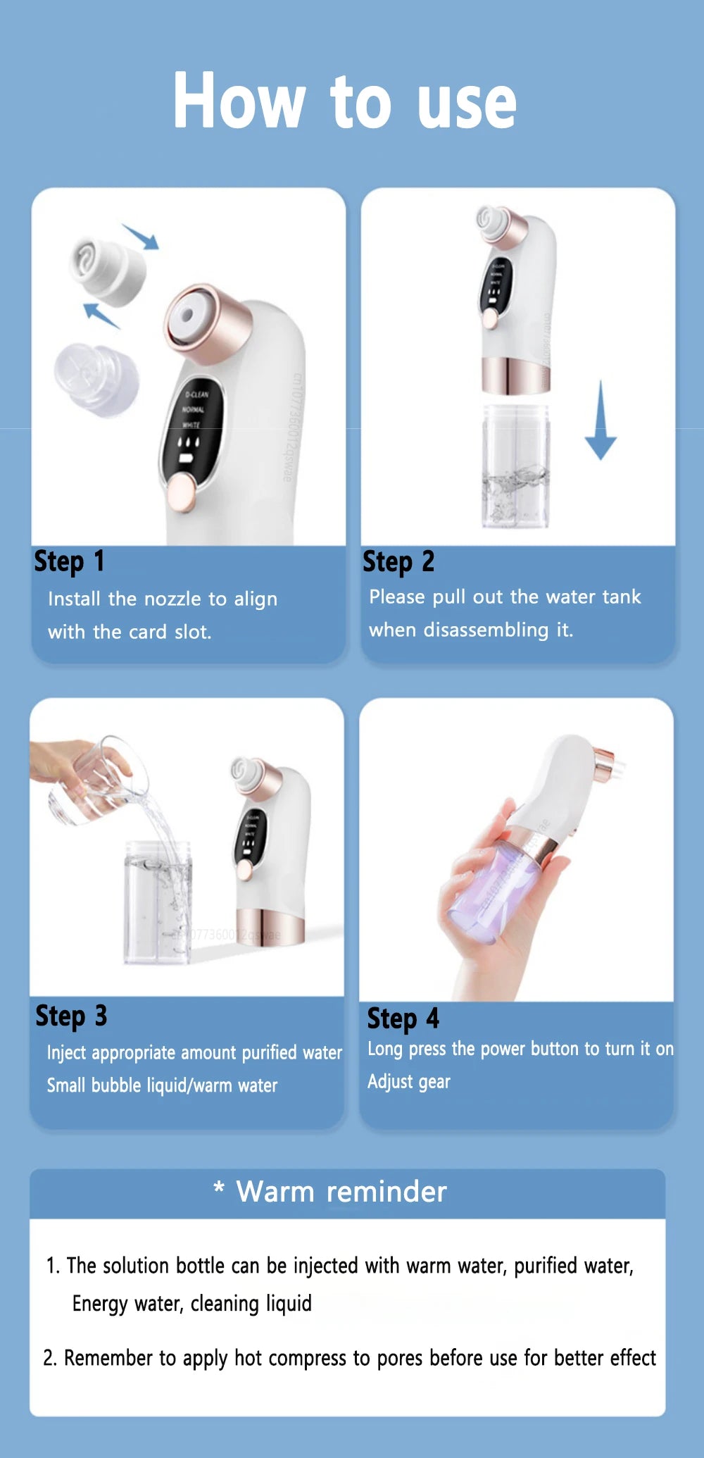 Vacuum Blackhead Remover Pore Face Cleaner Electric Pimple Acne Black Head Removal USB Rechargeable Water Cycle Black Dot Remove