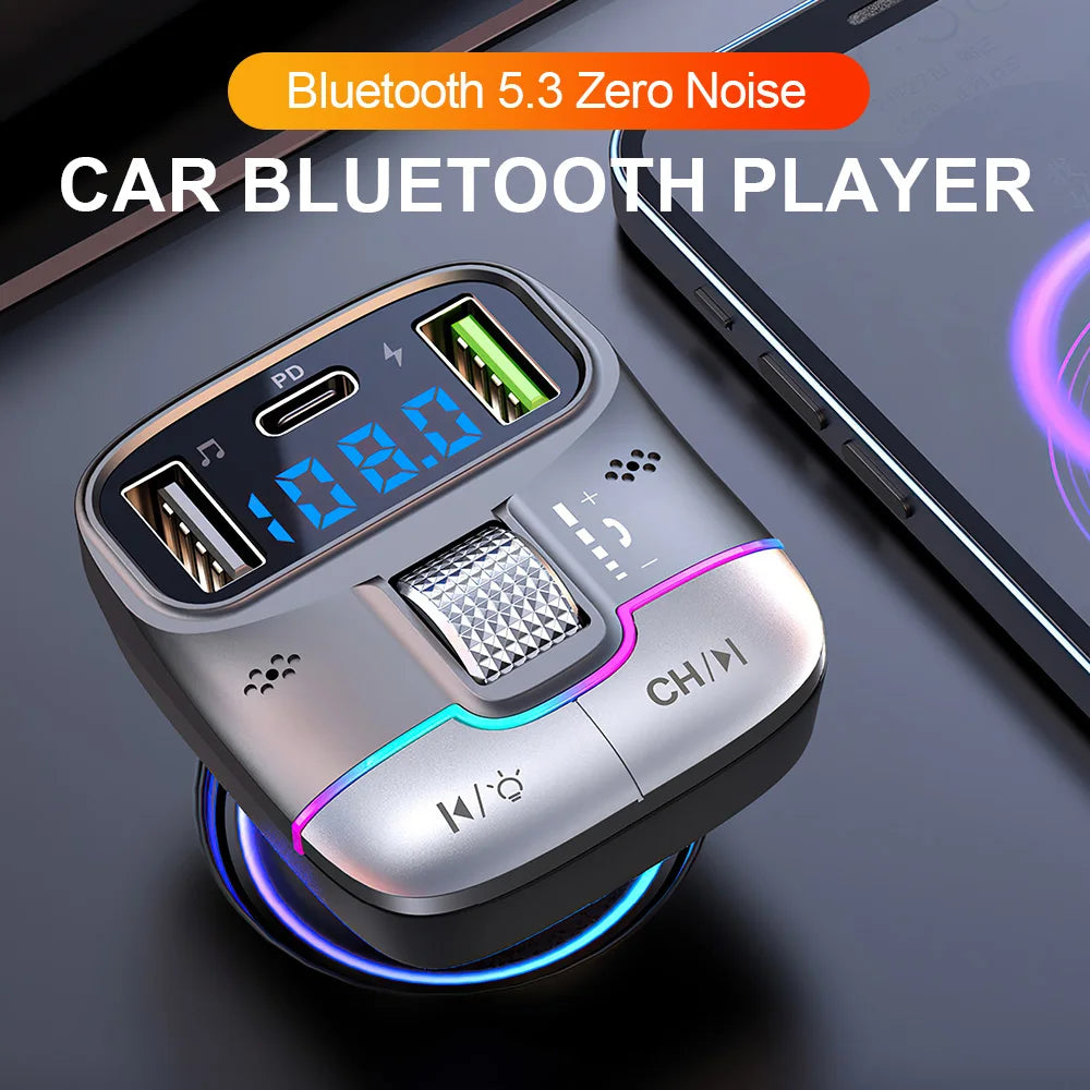 Bluetooth 5.3 Fm Transmitter Wireless No Car Bluetooth Solution Dual USB PD Adapter MP3 Player 3.1A Fast Charger Car Accessories