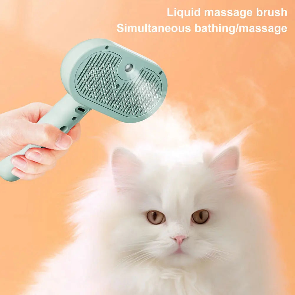 3 in 1 Cat Steam Brush with Release Button Cat Brush Rechargeable Dog Brush Pet Hair Cleaning Brush Comb for Shedding & Grooming