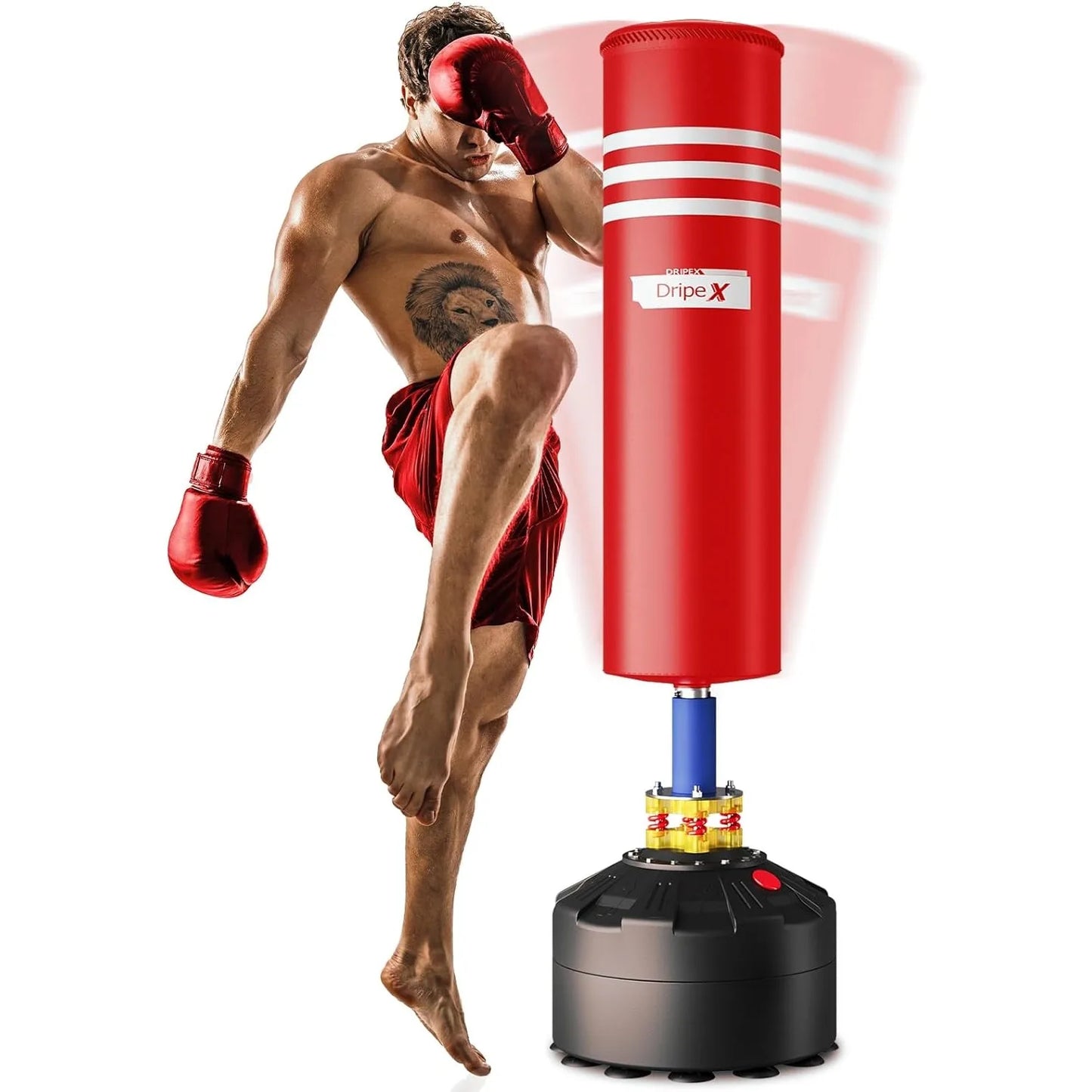 Free Standing Boxing Punch Bag Non-Hanging Solution, Heavy Duty Punching Bag Stand with Suction Cup Base - 69''