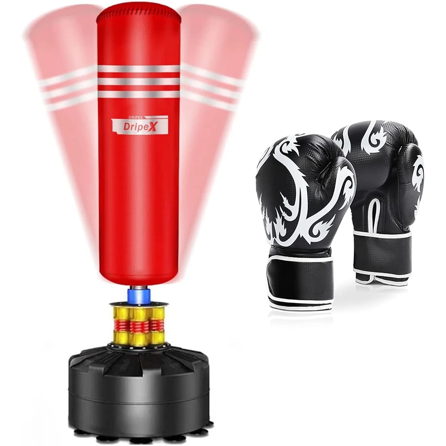 Free Standing Boxing Punch Bag Non-Hanging Solution, Heavy Duty Punching Bag Stand with Suction Cup Base - 69''