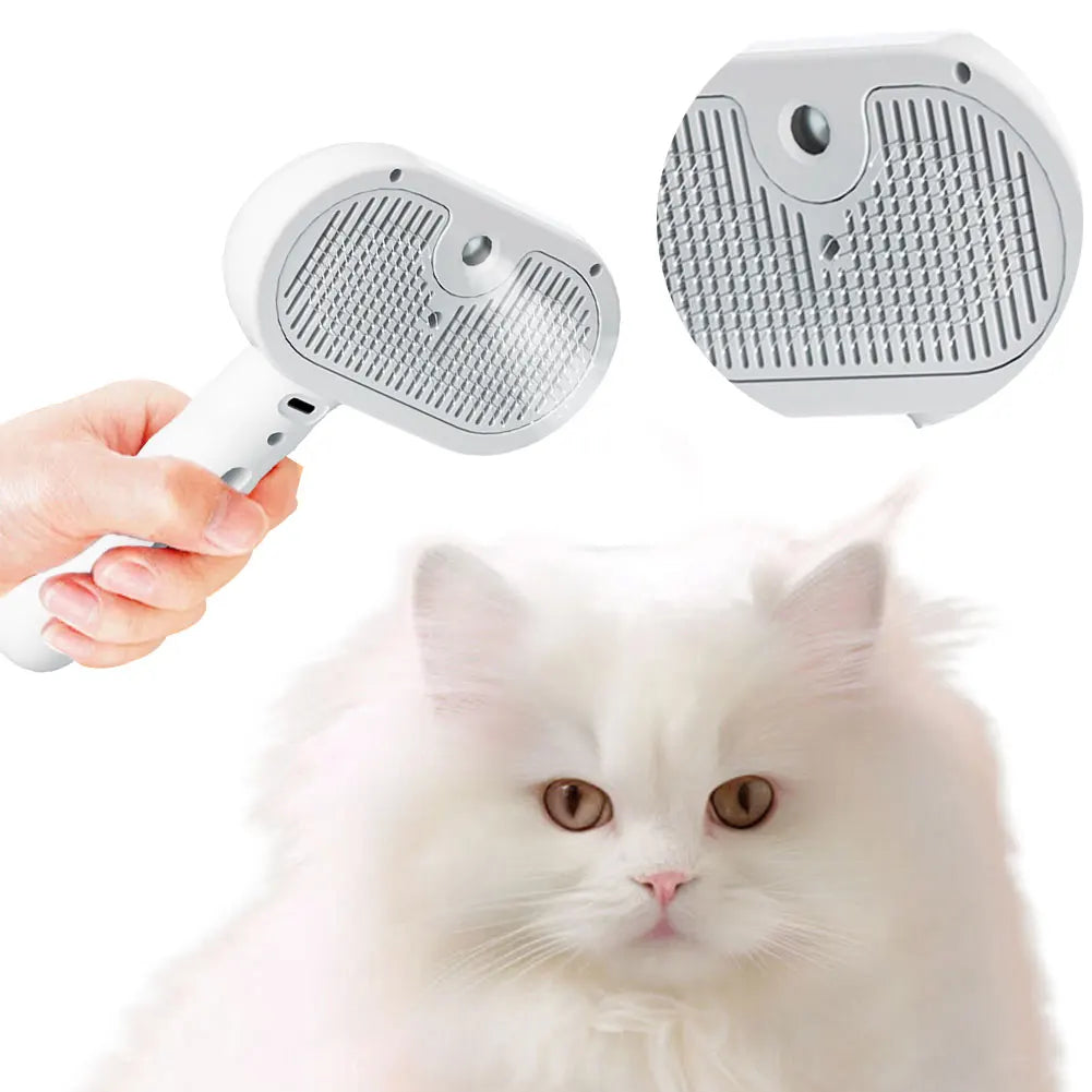 3 in 1 Cat Steam Brush with Release Button Cat Brush Rechargeable Dog Brush Pet Hair Cleaning Brush Comb for Shedding & Grooming