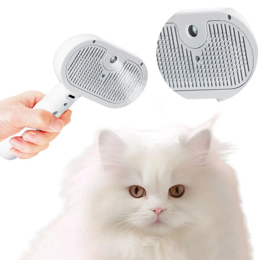 3 in 1 Cat Steam Brush with Release Button Cat Brush Rechargeable Dog Brush Pet Hair Cleaning Brush Comb for Shedding & Grooming