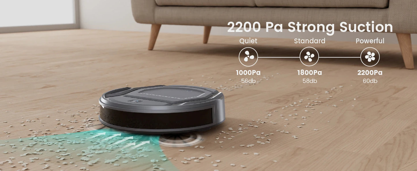 Lefant M210 Pro Robot Vacuum Cleaner with 2200Pa Suction,WiFi/Alexa/APP/Bluetooth,Schedule Cleaning,Self-Charging,Smart for Home