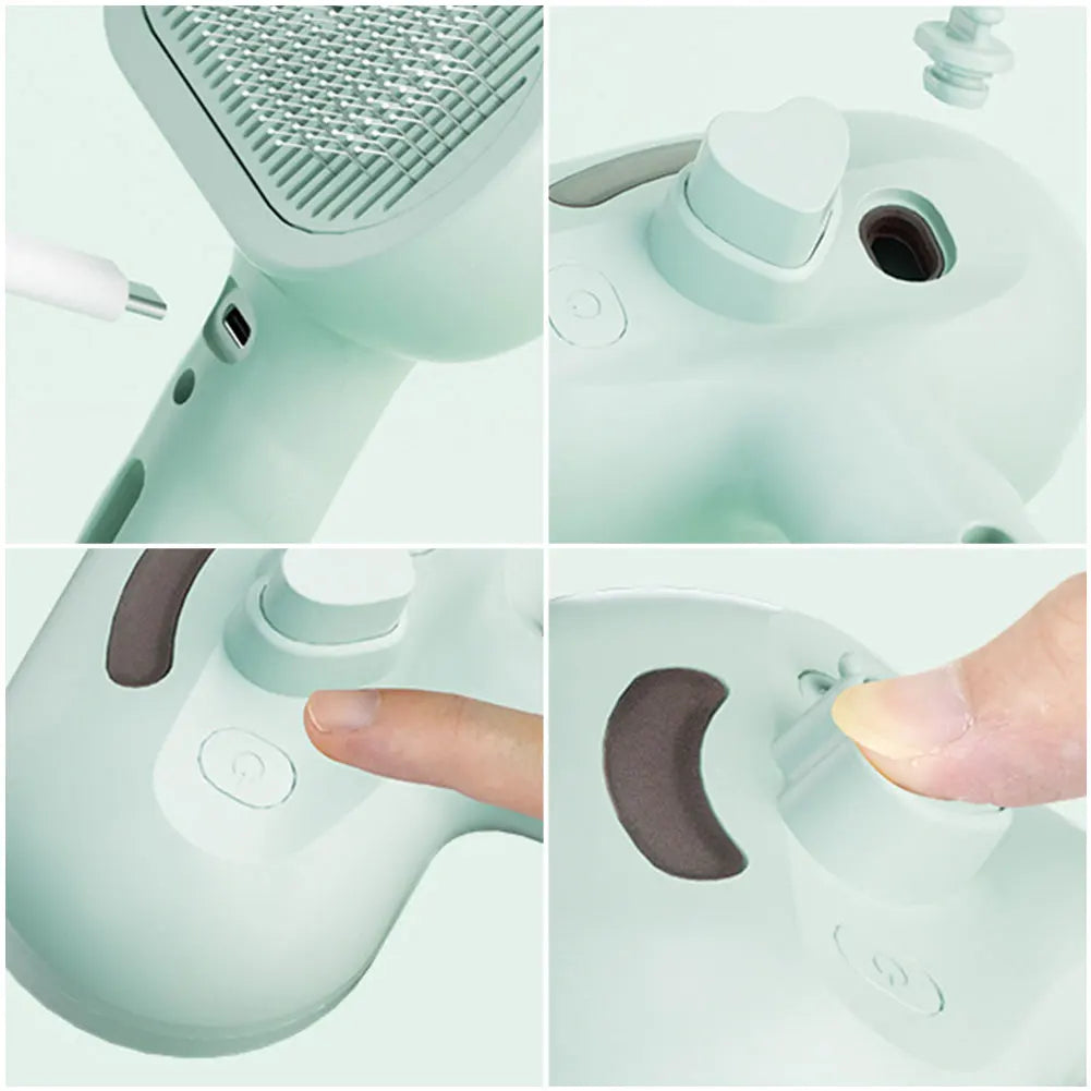 3 in 1 Cat Steam Brush with Release Button Cat Brush Rechargeable Dog Brush Pet Hair Cleaning Brush Comb for Shedding & Grooming