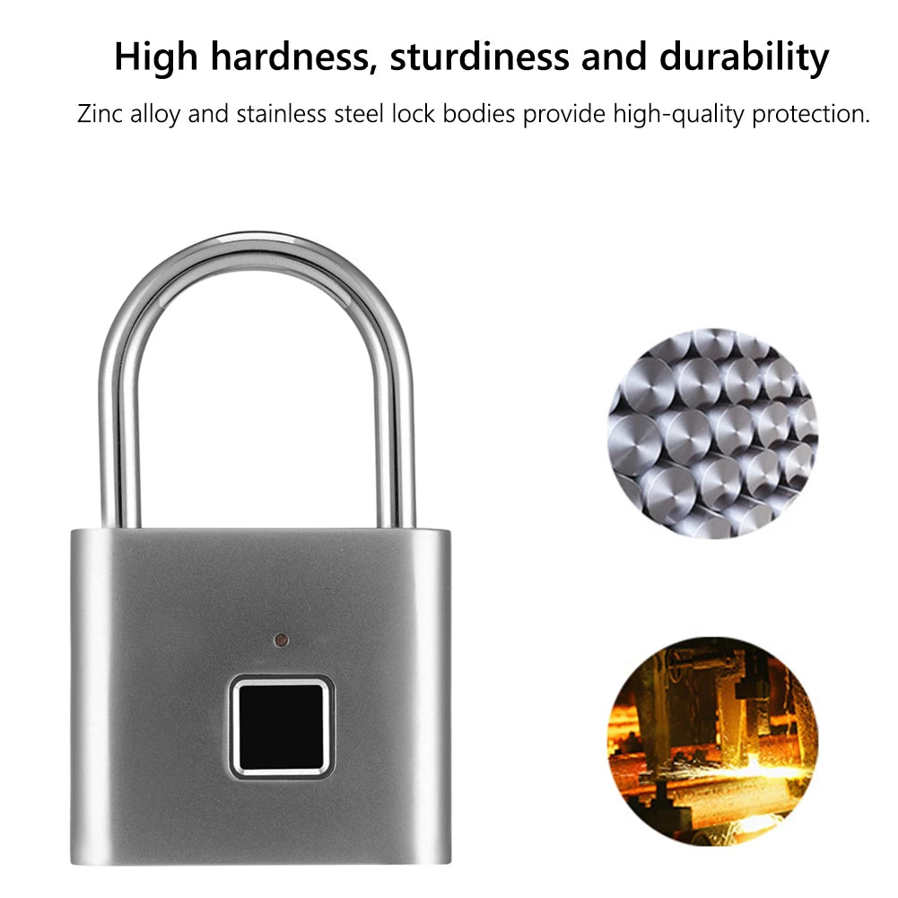 Smart Home Fingerprint Lock Fingerprint Padlock Door Lock Waterproof Keyless USB Rechargeable House Locker