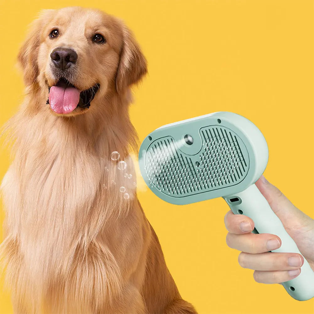 3 in 1 Cat Steam Brush with Release Button Cat Brush Rechargeable Dog Brush Pet Hair Cleaning Brush Comb for Shedding & Grooming