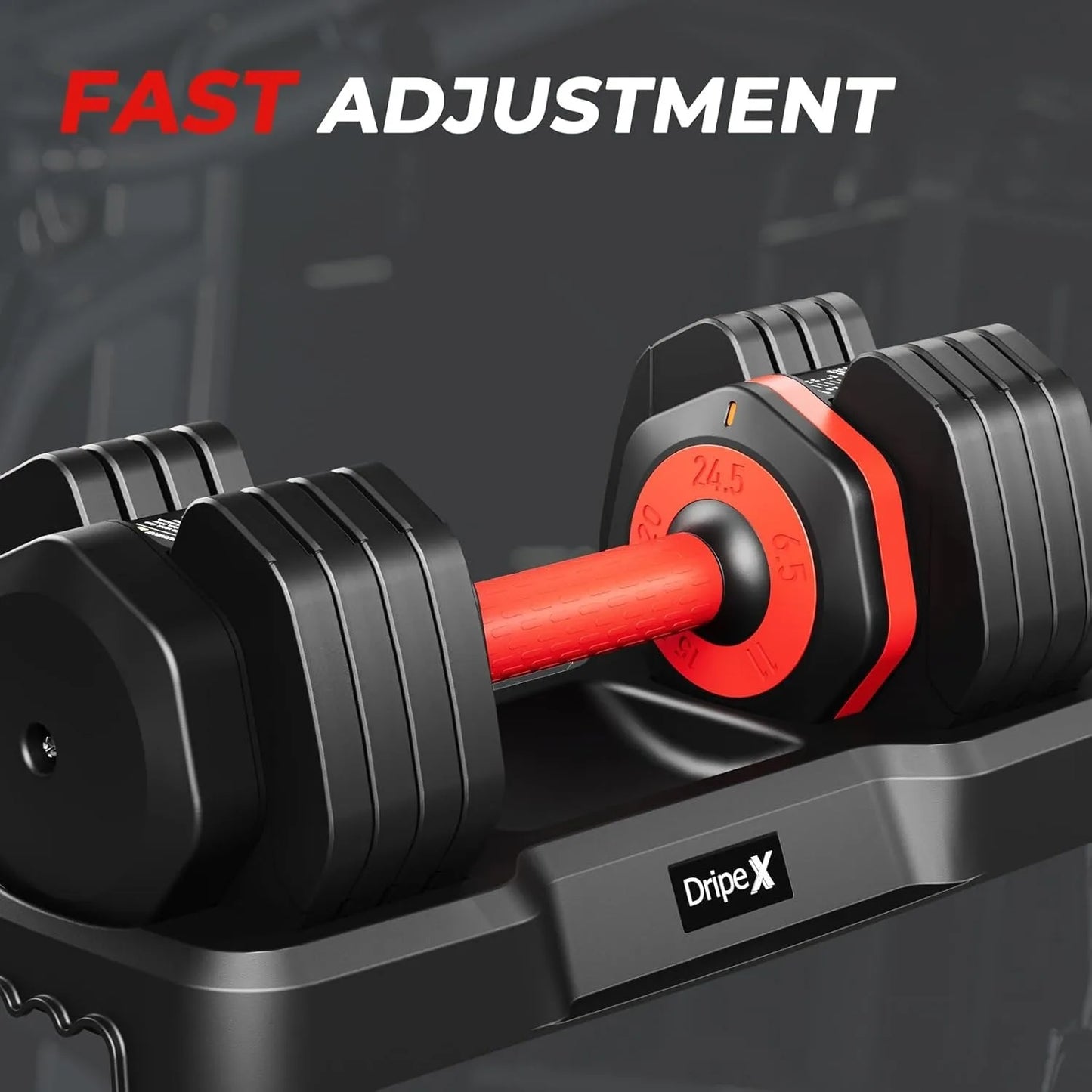 Adjustable Dumbbells Set, 24.5kg Dumbbell Weights Pair for Men and Women, Anti-Slip Handle with Safety Locking Mechanism