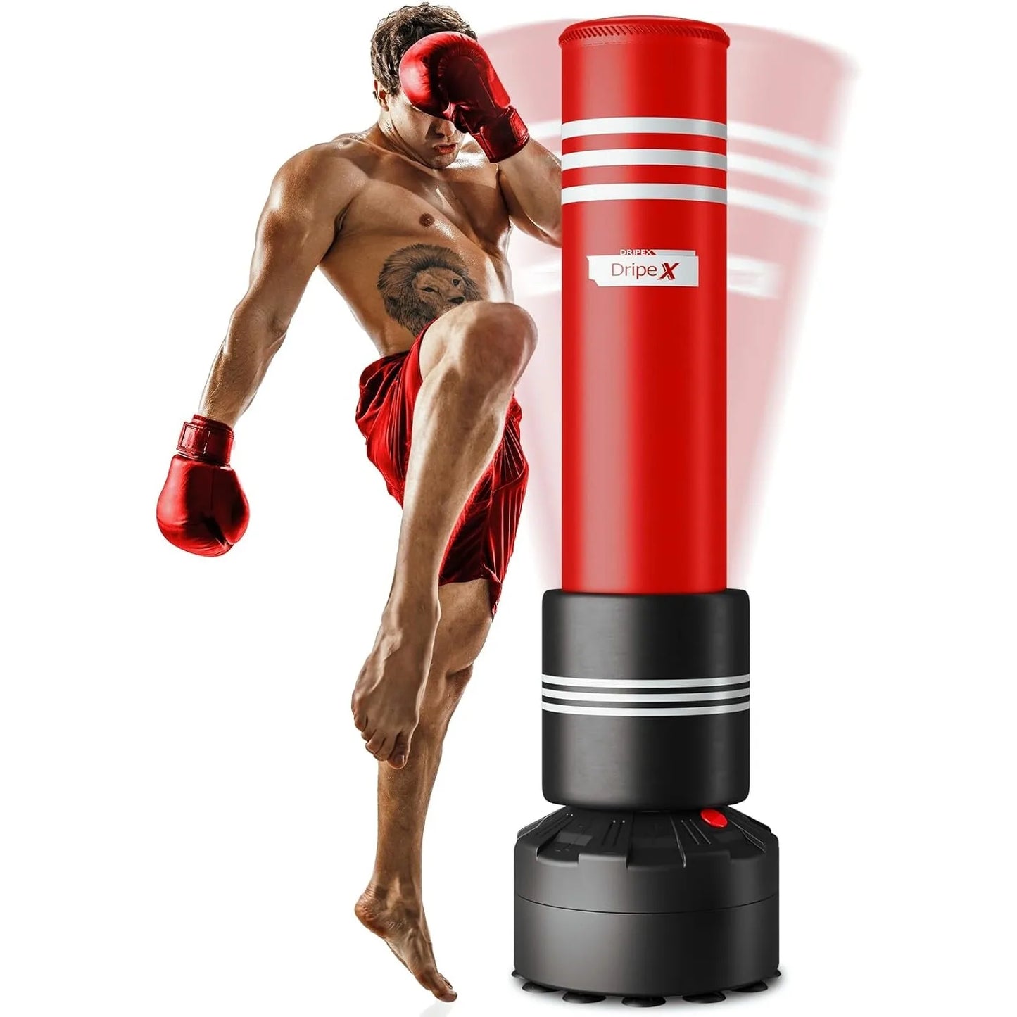 Free Standing Boxing Punch Bag Non-Hanging Solution, Heavy Duty Punching Bag Stand with Suction Cup Base - 69''