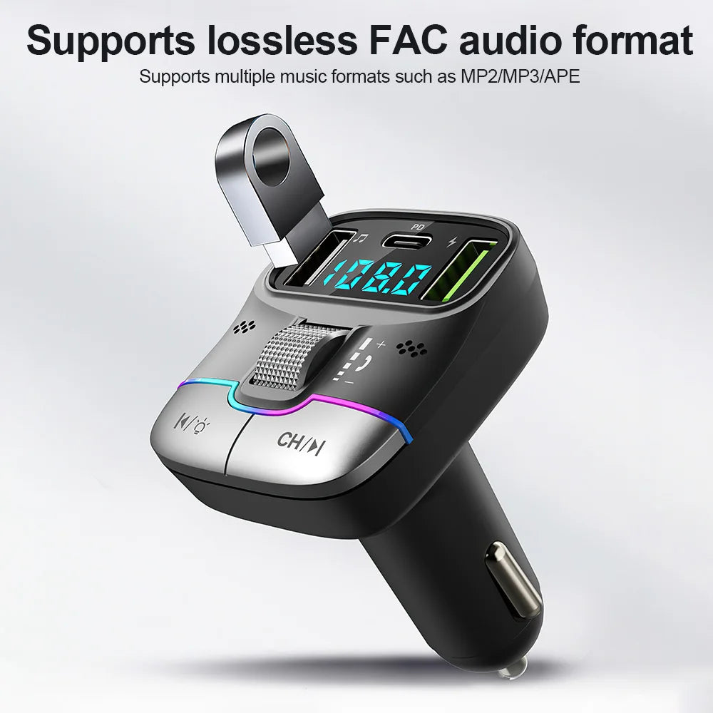 Bluetooth 5.3 Fm Transmitter Wireless No Car Bluetooth Solution Dual USB PD Adapter MP3 Player 3.1A Fast Charger Car Accessories