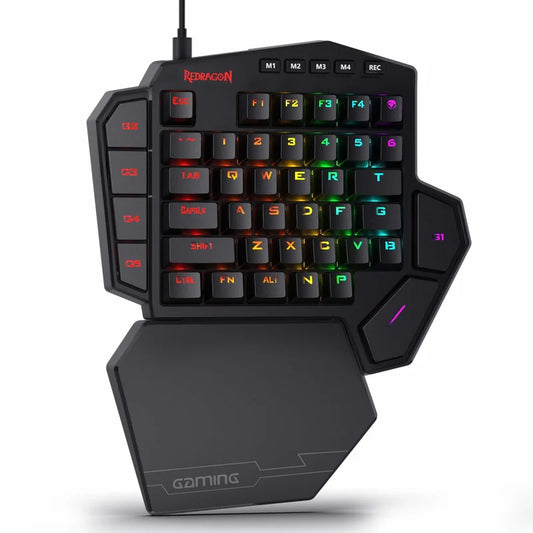 Redragon One-Handed RGB Mechanical Gaming Keyboard K585 DITI,Wrist Rest 42 Keys Type-C Professional Gaming Keypad Hot-Swappable