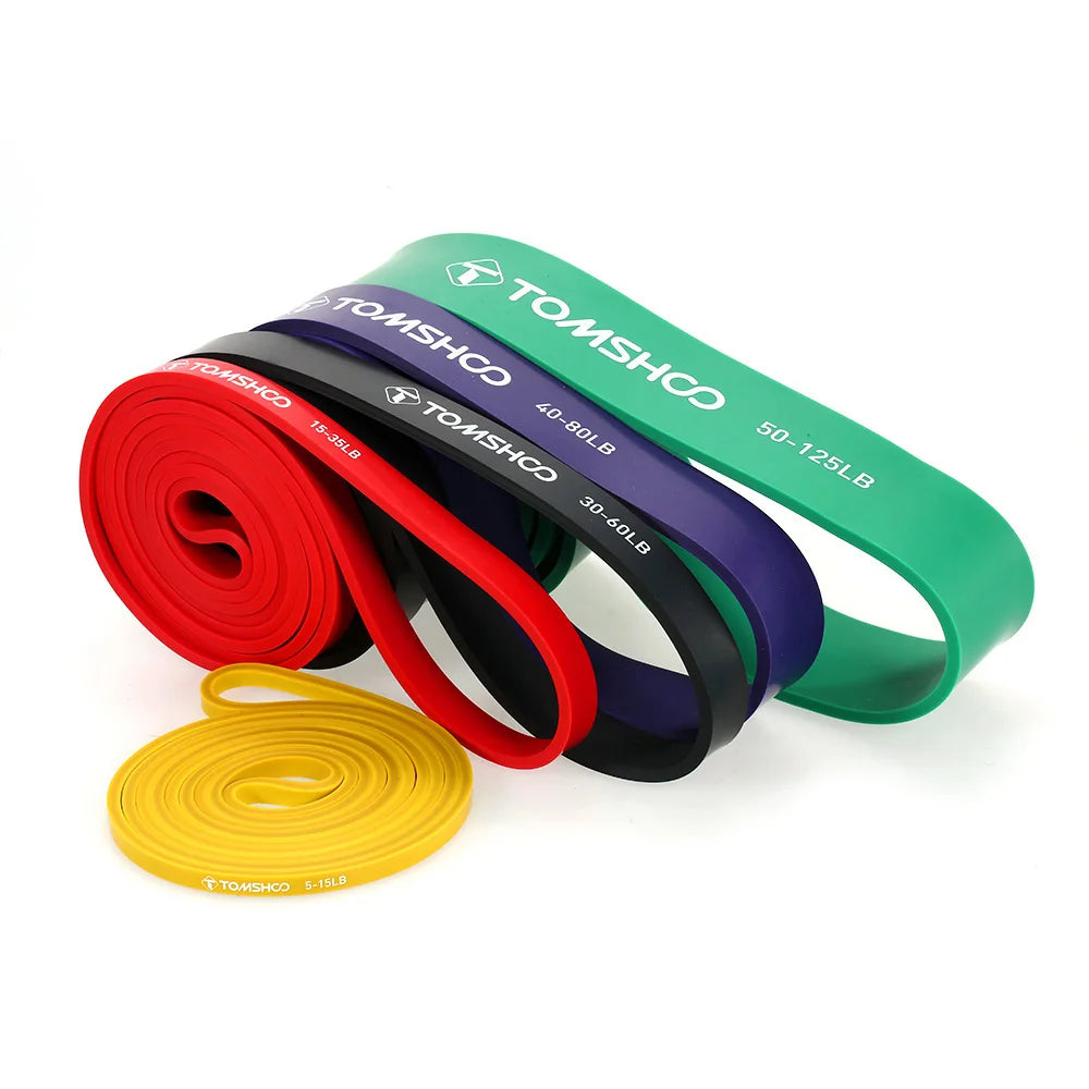 Portable Workout Pull Up Assist Bands Set Resistance Loop Bands 5 Packs Powerlifting Exercise Stretch Bands with Door Anchor and Handles