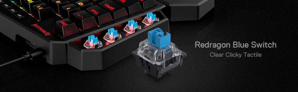 Redragon One-Handed RGB Mechanical Gaming Keyboard K585 DITI,Wrist Rest 42 Keys Type-C Professional Gaming Keypad Hot-Swappable